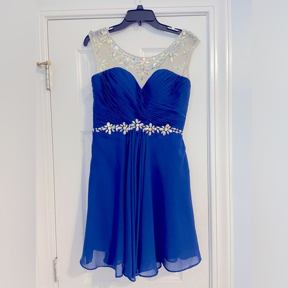 Beautiful blue mini dress great for homecoming, prom,or a fun girls night out! - Picture 1 of 8